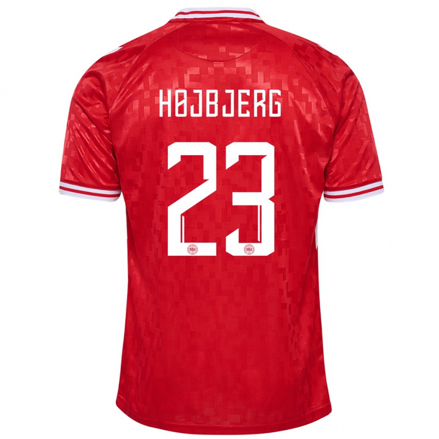 Niño Fútbol Camiseta Dinamarca Pierre Emile Hojbjerg #23 Rojo 1ª Equipación 24-26 Perú