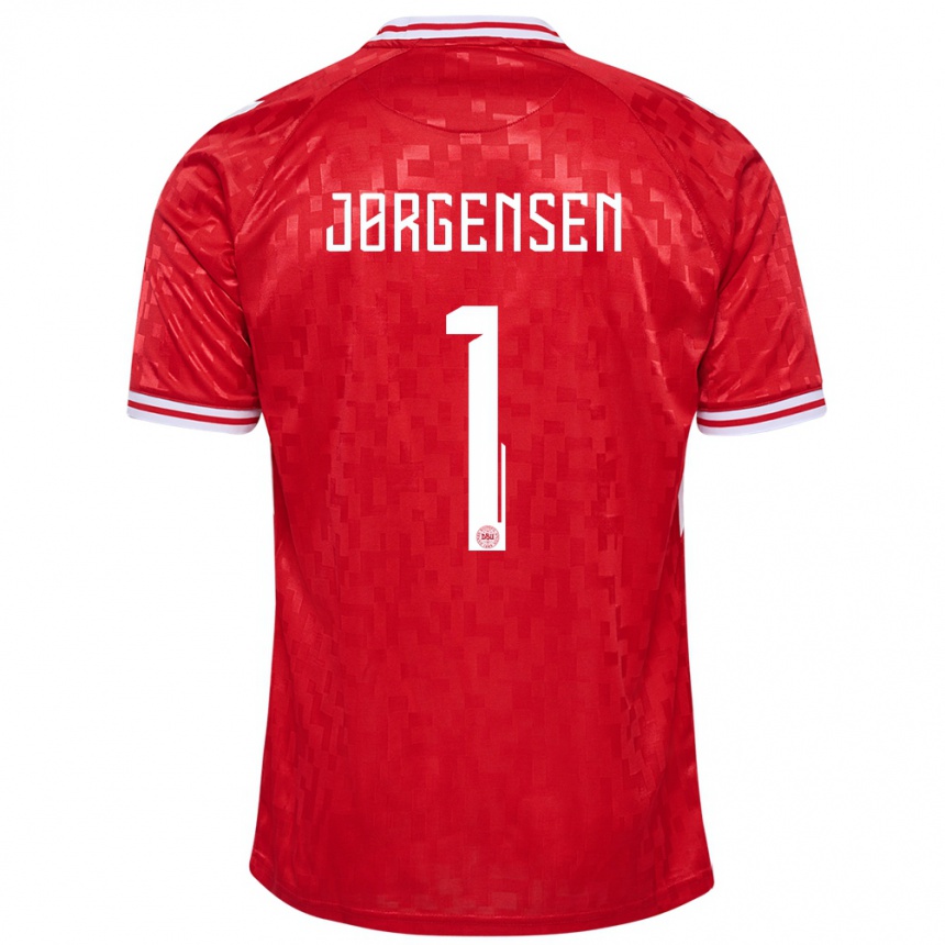 Niño Fútbol Camiseta Dinamarca Filip Jørgensen #1 Rojo 1ª Equipación 24-26 Perú