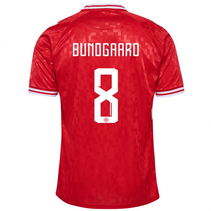 Niño Fútbol Camiseta Dinamarca Filip Bundgaard #8 Rojo 1ª Equipación 24-26 Perú