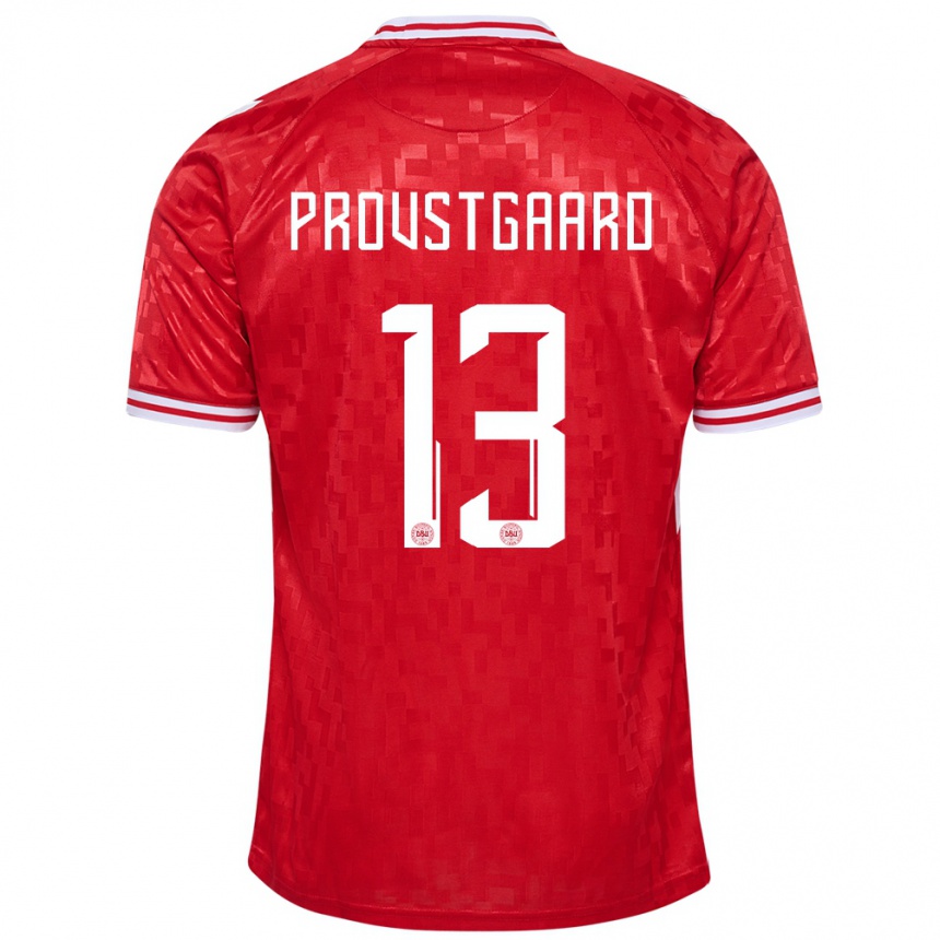 Niño Fútbol Camiseta Dinamarca Oliver Provstgaard #13 Rojo 1ª Equipación 24-26 Perú