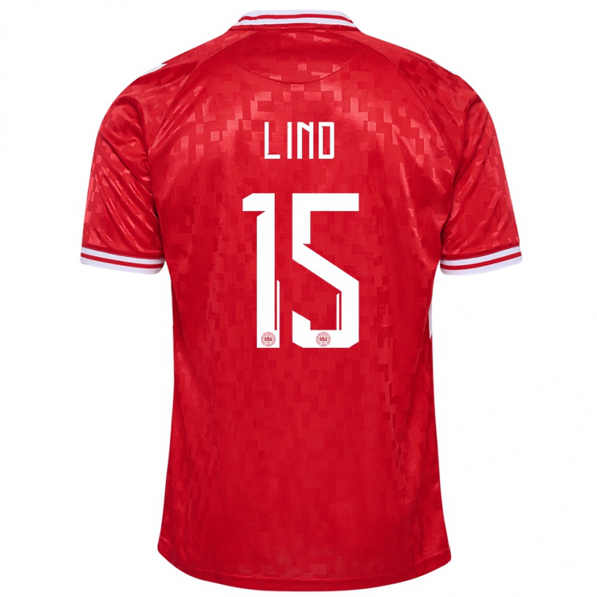 Niño Fútbol Camiseta Dinamarca Victor Lind #15 Rojo 1ª Equipación 24-26 Perú