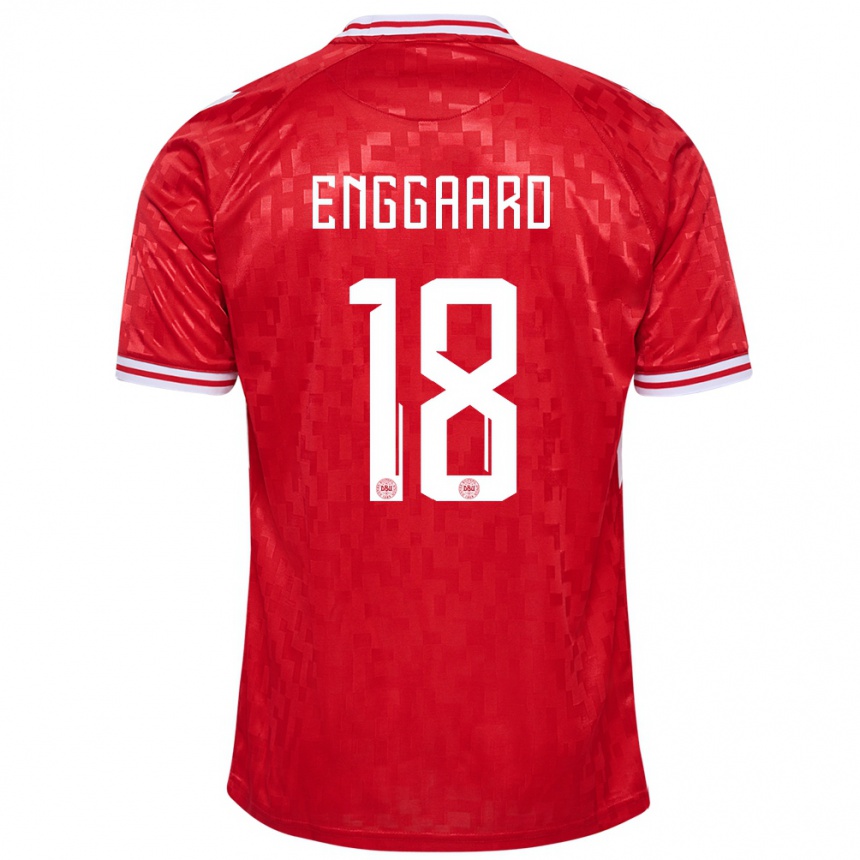 Niño Fútbol Camiseta Dinamarca Mads Enggaard #18 Rojo 1ª Equipación 24-26 Perú