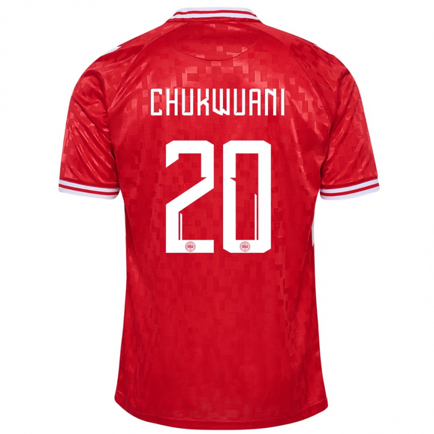 Niño Fútbol Camiseta Dinamarca Tochi Chukwuani #20 Rojo 1ª Equipación 24-26 Perú