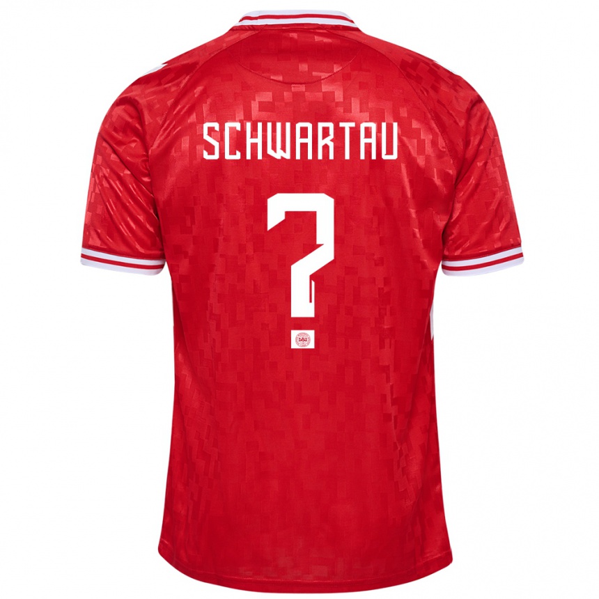 Niño Fútbol Camiseta Dinamarca Oscar Schwartau #0 Rojo 1ª Equipación 24-26 Perú