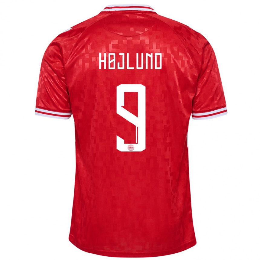 Niño Fútbol Camiseta Dinamarca Emil Højlund #9 Rojo 1ª Equipación 24-26 Perú