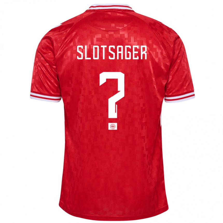 Niño Fútbol Camiseta Dinamarca Tobias Slotsager #0 Rojo 1ª Equipación 24-26 Perú