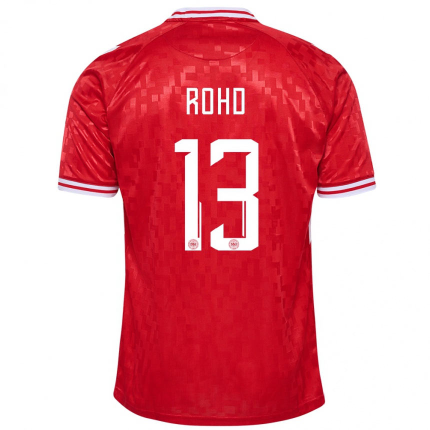 Niño Fútbol Camiseta Dinamarca Emil Rohd #13 Rojo 1ª Equipación 24-26 Perú