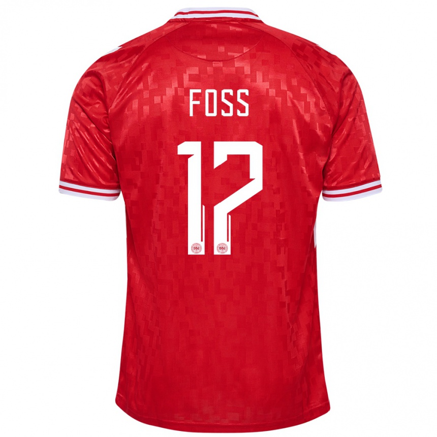 Niño Fútbol Camiseta Dinamarca Jonathan Foss #17 Rojo 1ª Equipación 24-26 Perú