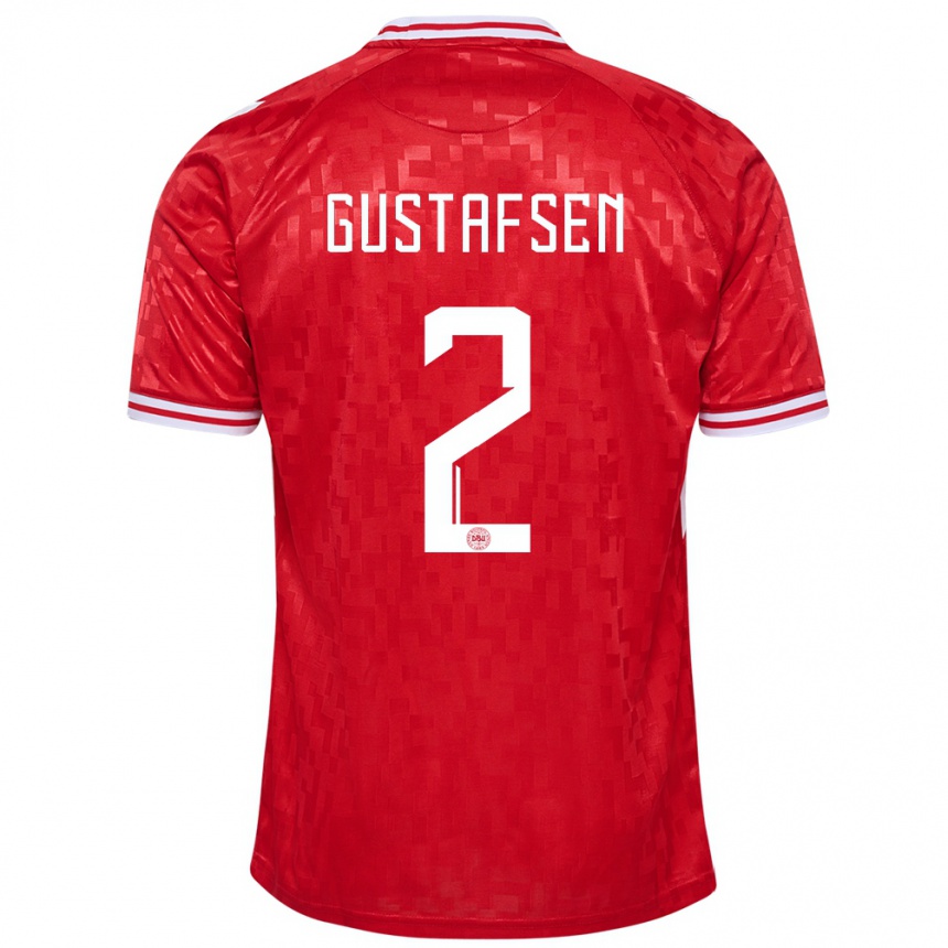 Niño Fútbol Camiseta Dinamarca Victor Gustafsen #2 Rojo 1ª Equipación 24-26 Perú