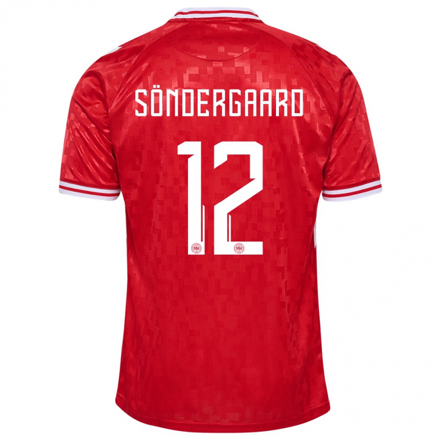 Niño Fútbol Camiseta Dinamarca Philip Söndergaard #12 Rojo 1ª Equipación 24-26 Perú