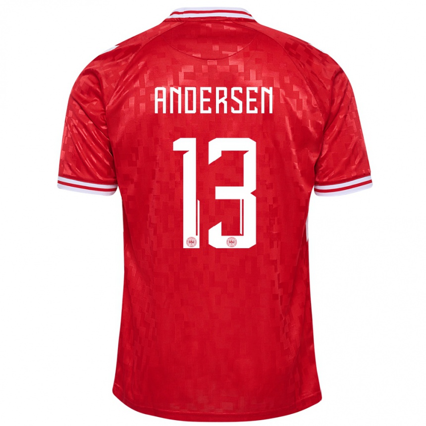 Niño Fútbol Camiseta Dinamarca Frej Andersen #13 Rojo 1ª Equipación 24-26 Perú