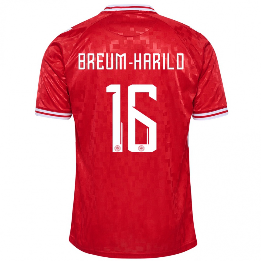 Niño Fútbol Camiseta Dinamarca Tobias Breum-Harild #16 Rojo 1ª Equipación 24-26 Perú