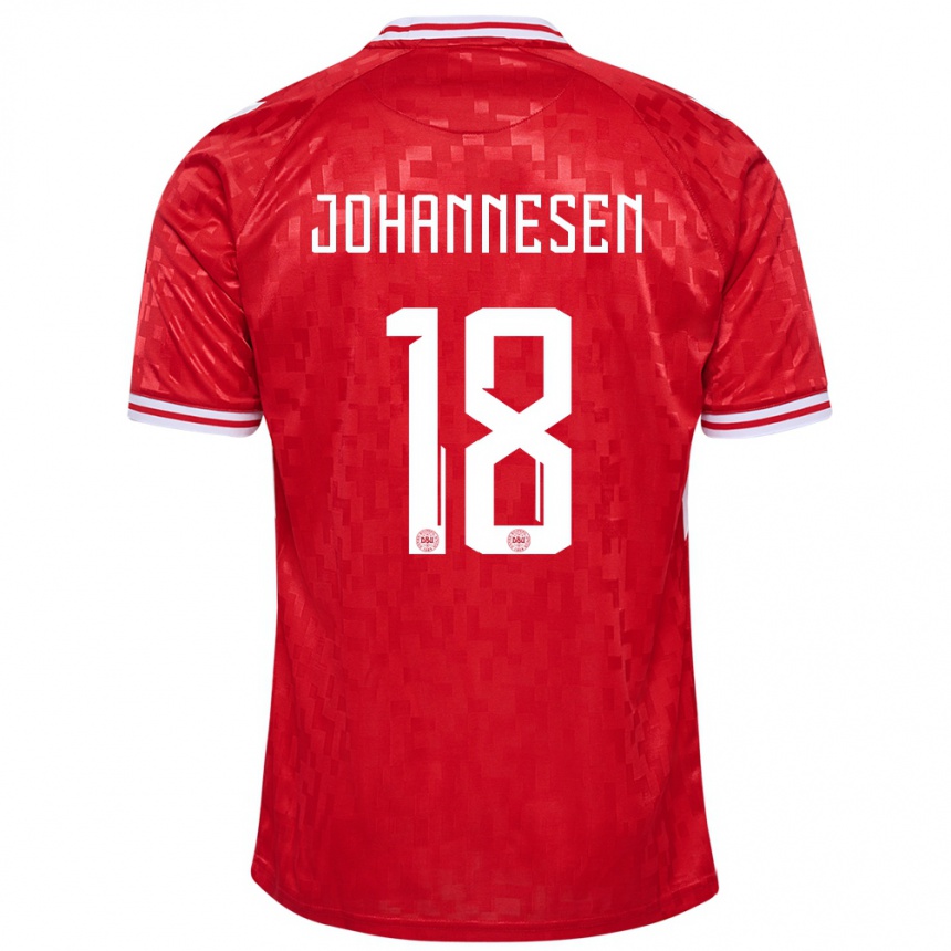 Niño Fútbol Camiseta Dinamarca Sofus Johannesen #18 Rojo 1ª Equipación 24-26 Perú