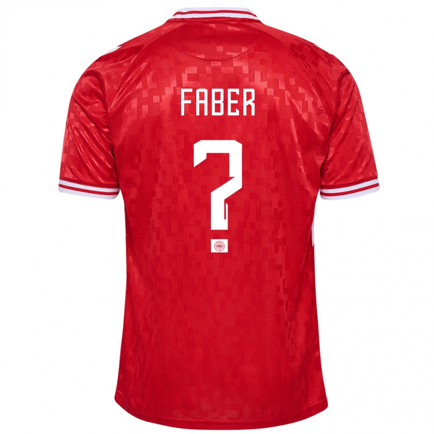 Niño Fútbol Camiseta Dinamarca William Faber #0 Rojo 1ª Equipación 24-26 Perú