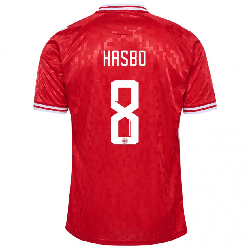 Niño Fútbol Camiseta Dinamarca Josefine Hasbo #8 Rojo 1ª Equipación 24-26 Perú