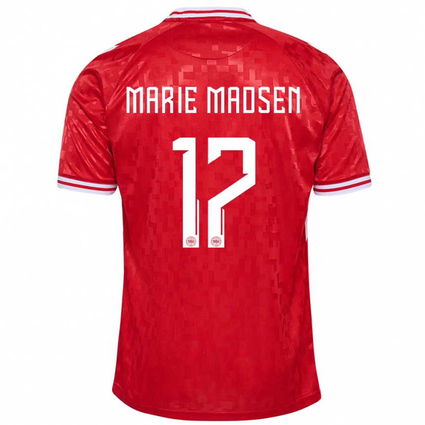 Niño Fútbol Camiseta Dinamarca Rikke Marie Madsen #17 Rojo 1ª Equipación 24-26 Perú