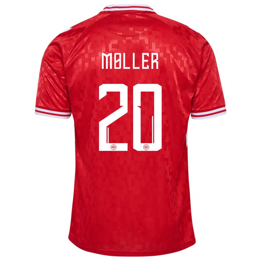 Niño Fútbol Camiseta Dinamarca Caroline Moller #20 Rojo 1ª Equipación 24-26 Perú