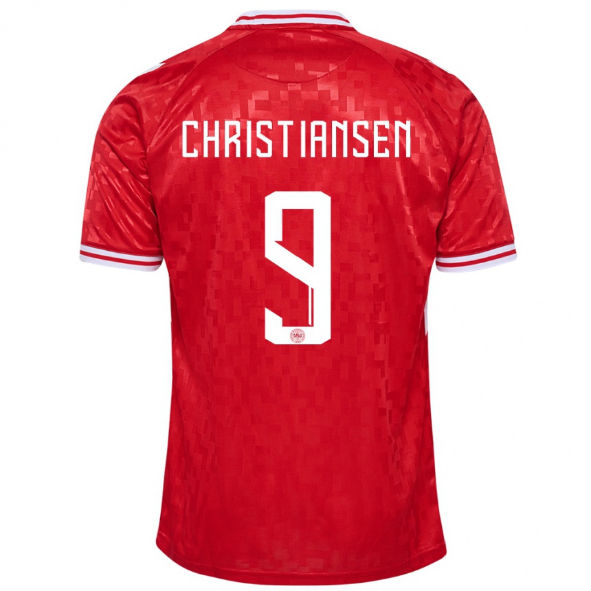 Niño Fútbol Camiseta Dinamarca Nanna Christiansen #9 Rojo 1ª Equipación 24-26 Perú