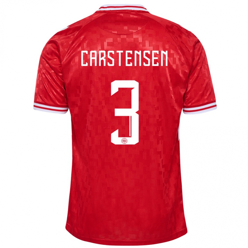 Niño Fútbol Camiseta Dinamarca Rasmus Carstensen #3 Rojo 1ª Equipación 24-26 Perú