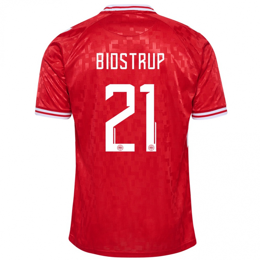 Niño Fútbol Camiseta Dinamarca Mads Bidstrup #21 Rojo 1ª Equipación 24-26 Perú