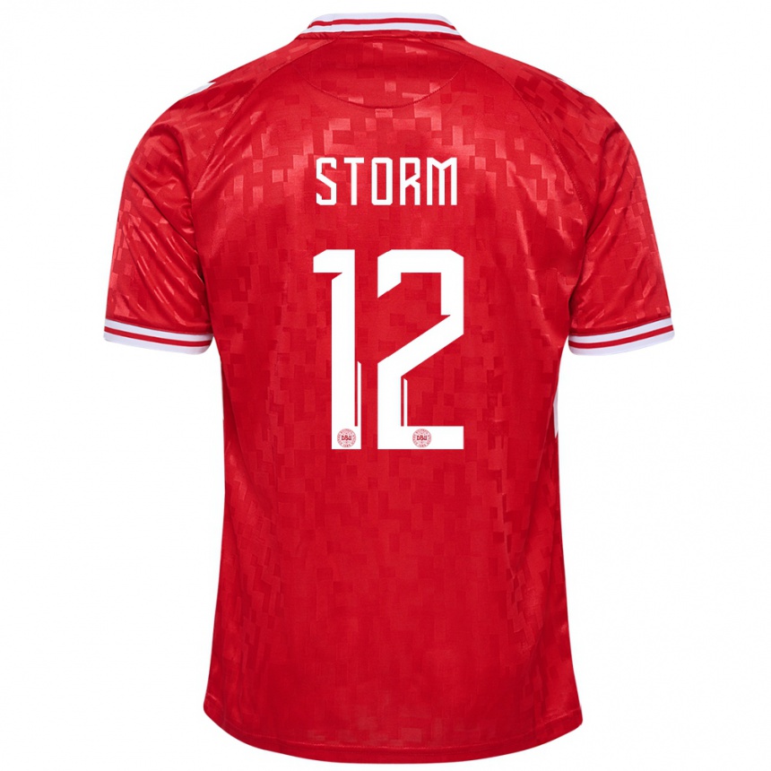 Niño Fútbol Camiseta Dinamarca Tobias Storm #12 Rojo 1ª Equipación 24-26 Perú