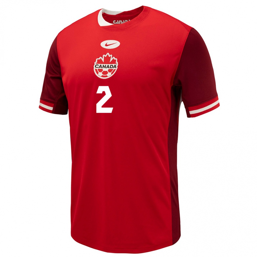 Niño Fútbol Camiseta Canadá Alistair Johnston #2 Rojo 1ª Equipación 24-26 Perú