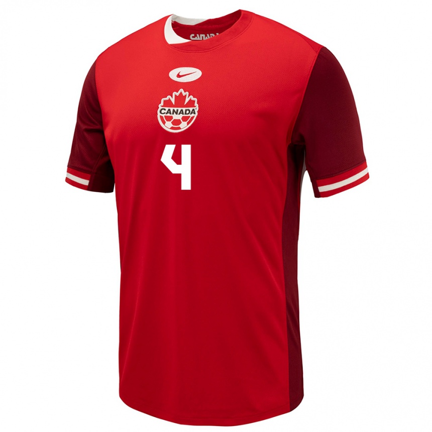 Niño Fútbol Camiseta Canadá Justin Smith #4 Rojo 1ª Equipación 24-26 Perú