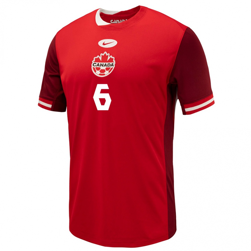 Niño Fútbol Camiseta Canadá Matteo Campagna #6 Rojo 1ª Equipación 24-26 Perú