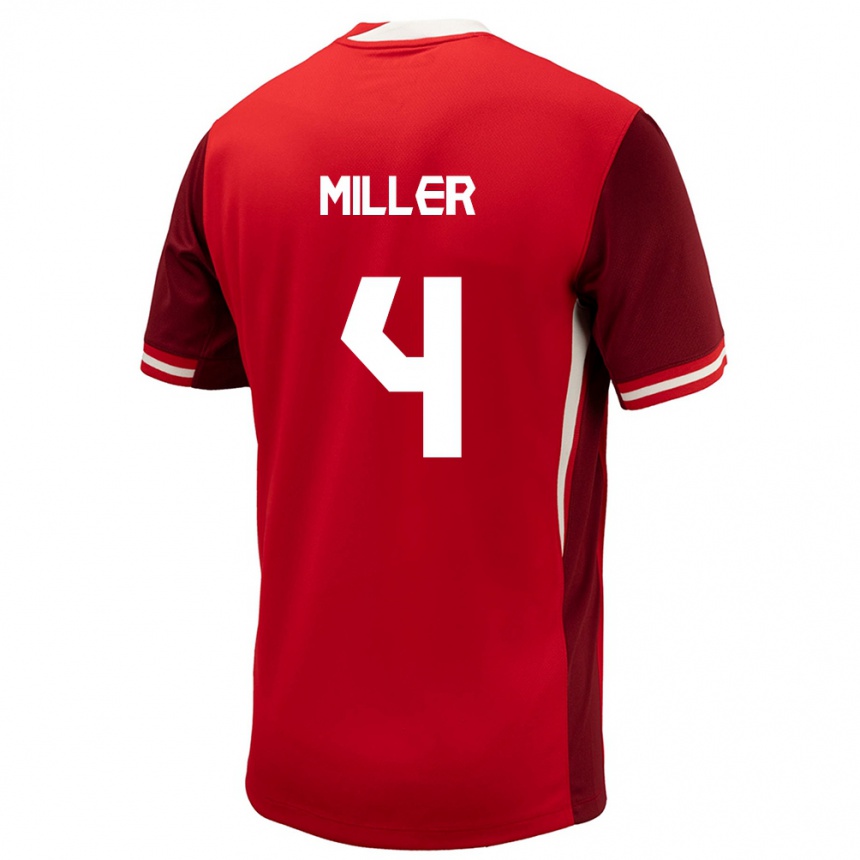 Niño Fútbol Camiseta Canadá Kamal Miller #4 Rojo 1ª Equipación 24-26 Perú