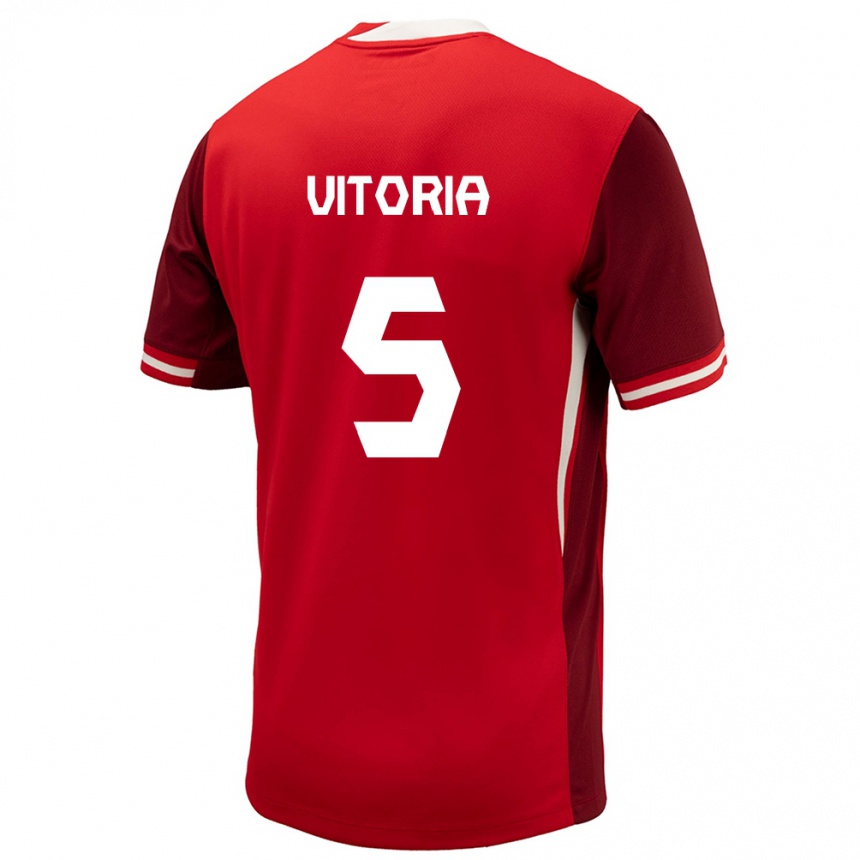 Niño Fútbol Camiseta Canadá Steven Vitoria #5 Rojo 1ª Equipación 24-26 Perú