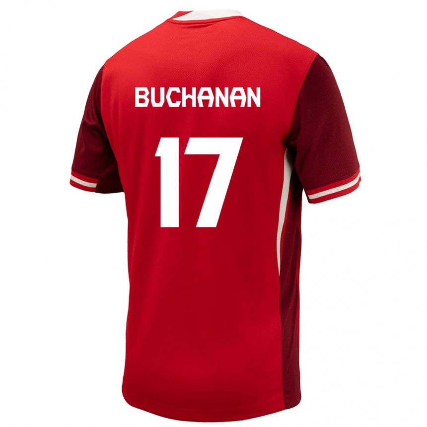 Niño Fútbol Camiseta Canadá Tajon Buchanan #17 Rojo 1ª Equipación 24-26 Perú