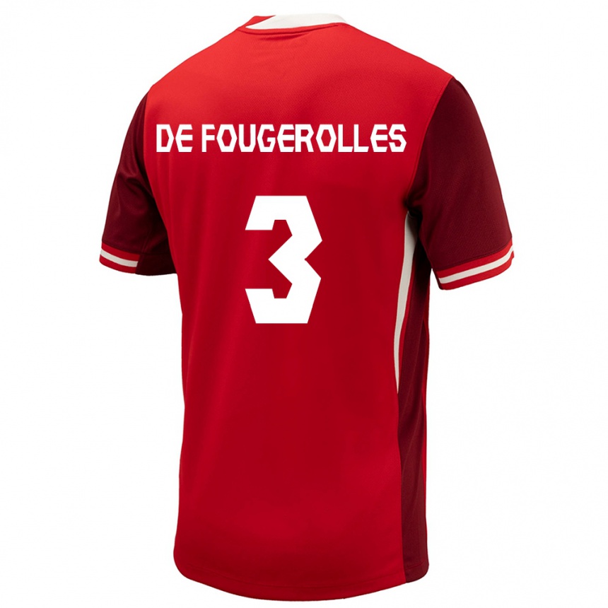 Niño Fútbol Camiseta Canadá Luc De Fougerolles #3 Rojo 1ª Equipación 24-26 Perú