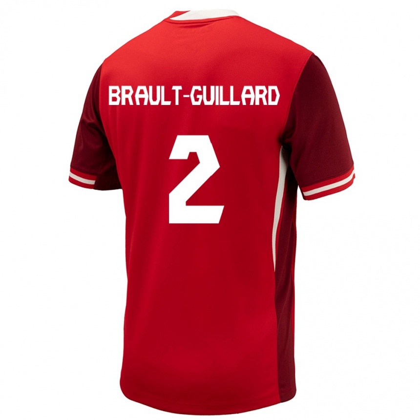 Niño Fútbol Camiseta Canadá Zachary Brault-Guillard #2 Rojo 1ª Equipación 24-26 Perú