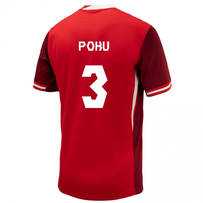 Niño Fútbol Camiseta Canadá Kwasi Poku #3 Rojo 1ª Equipación 24-26 Perú