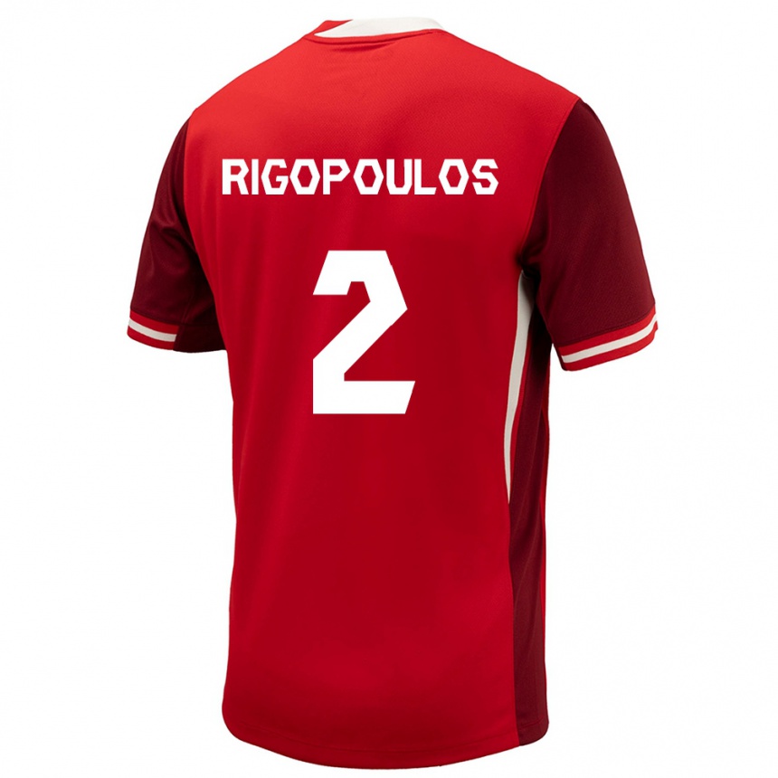 Niño Fútbol Camiseta Canadá Theo Rigopoulos #2 Rojo 1ª Equipación 24-26 Perú