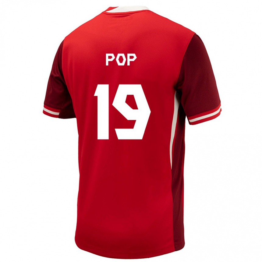 Niño Fútbol Camiseta Canadá Erik Pop #19 Rojo 1ª Equipación 24-26 Perú