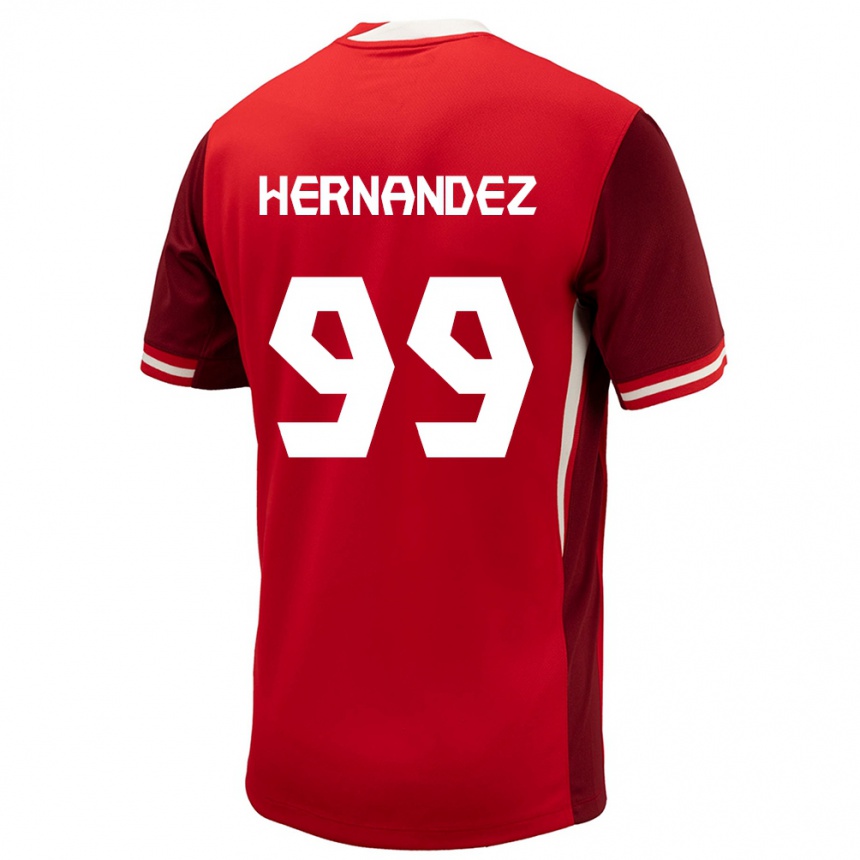 Niño Fútbol Camiseta Canadá Jeneva Hernandez Gray #99 Rojo 1ª Equipación 24-26 Perú