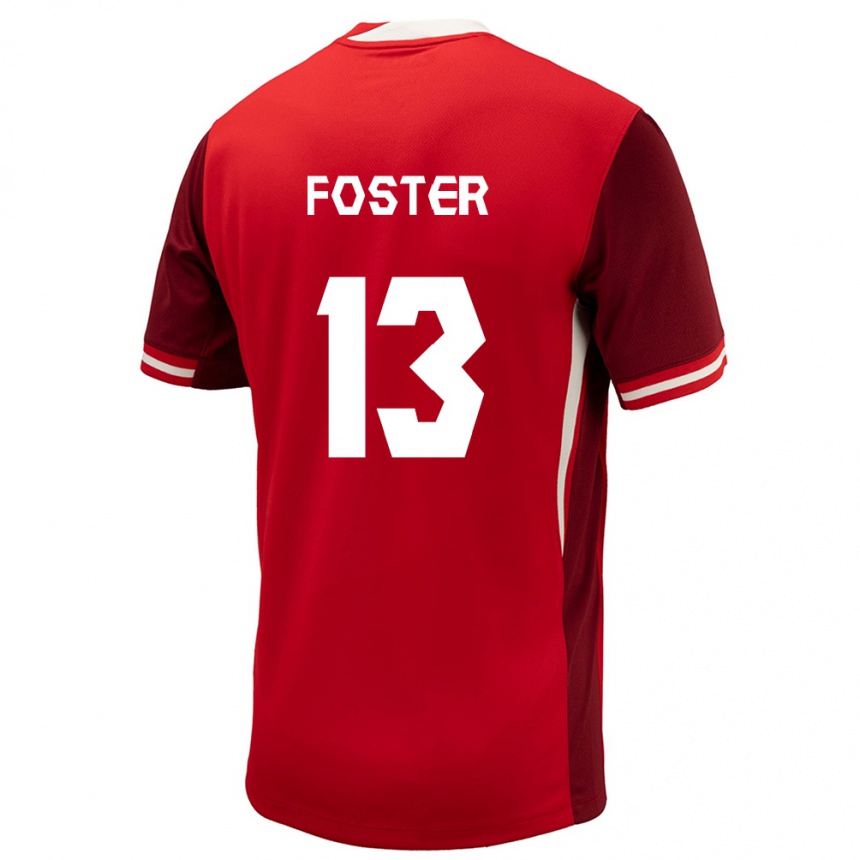 Niño Fútbol Camiseta Canadá Rylee Foster #13 Rojo 1ª Equipación 24-26 Perú