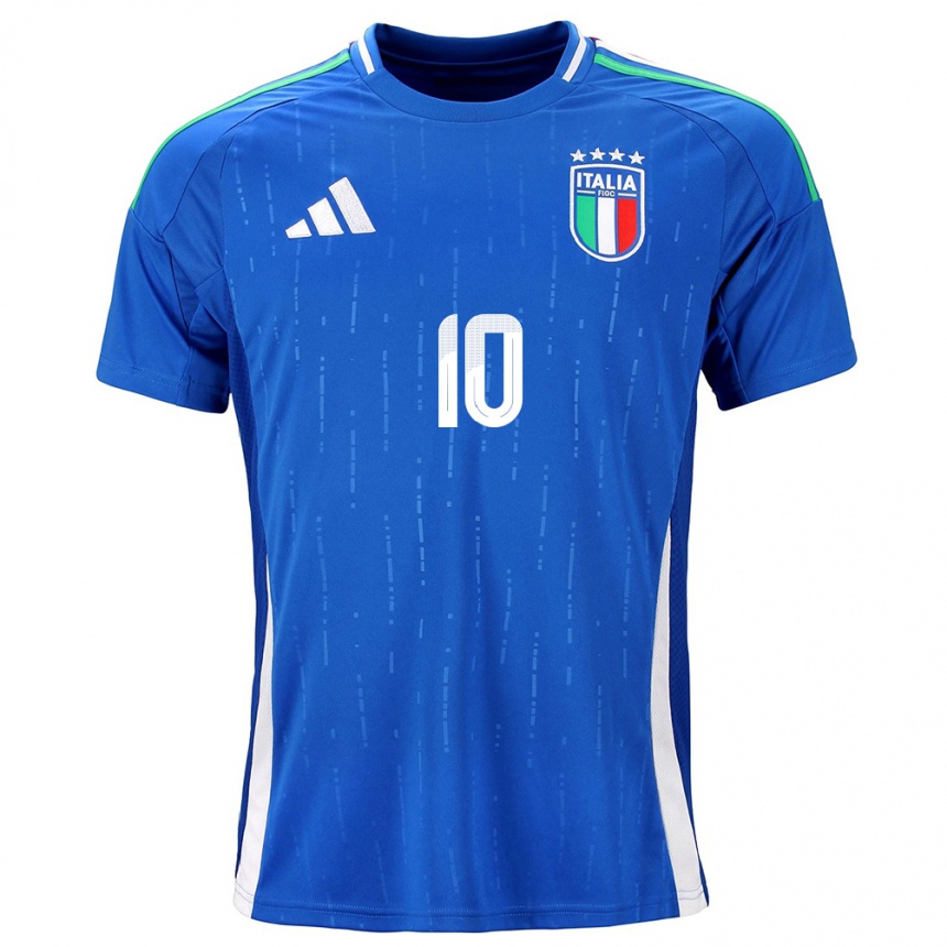 Niño Fútbol Camiseta Italia Simone Pafundi #10 Azul 1ª Equipación 24-26 Perú