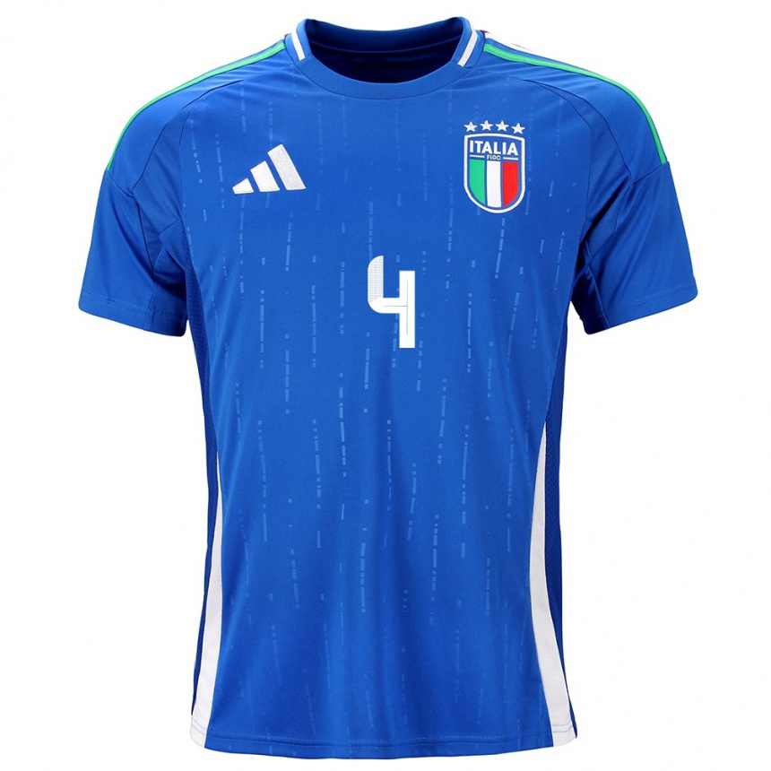 Niño Fútbol Camiseta Italia Lucia Di Guglielmo #4 Azul 1ª Equipación 24-26 Perú