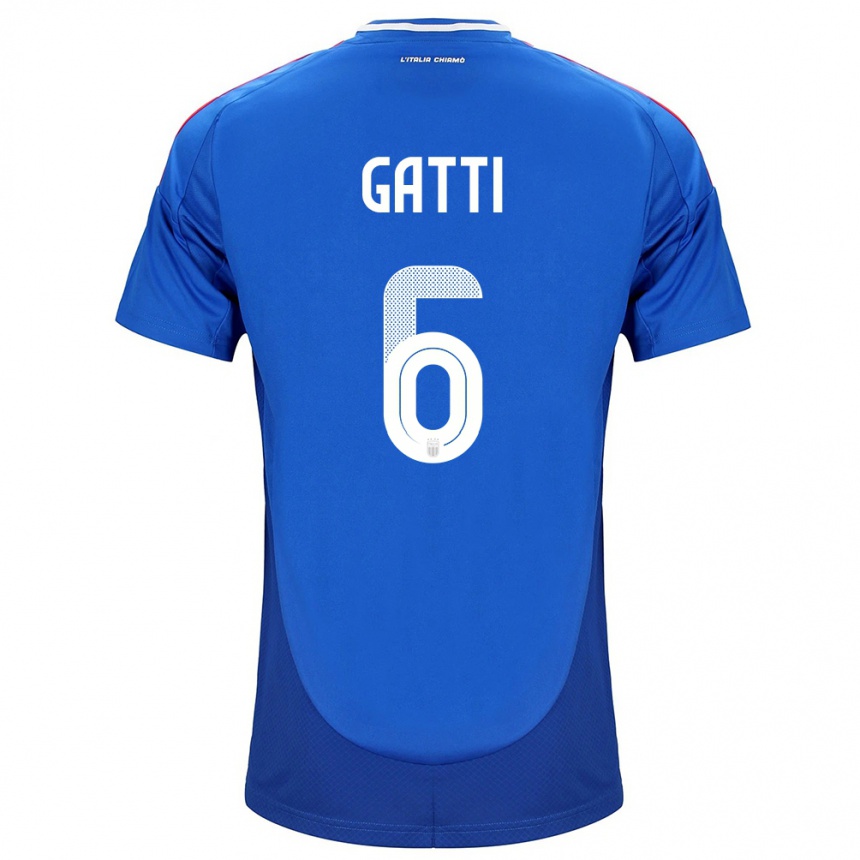 Niño Fútbol Camiseta Italia Federico Gatti #6 Azul 1ª Equipación 24-26 Perú