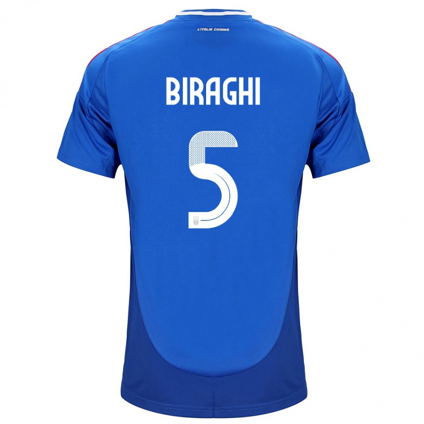 Niño Fútbol Camiseta Italia Cristiano Biraghi #5 Azul 1ª Equipación 24-26 Perú