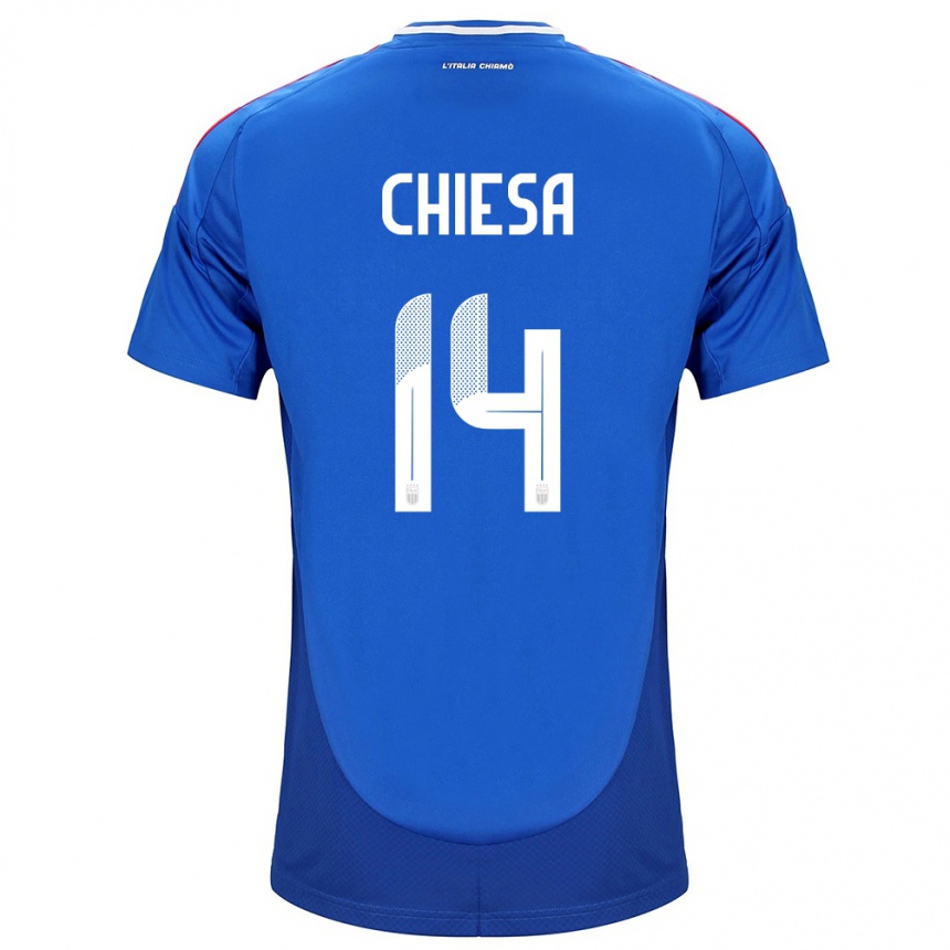 Niño Fútbol Camiseta Italia Federico Chiesa #14 Azul 1ª Equipación 24-26 Perú