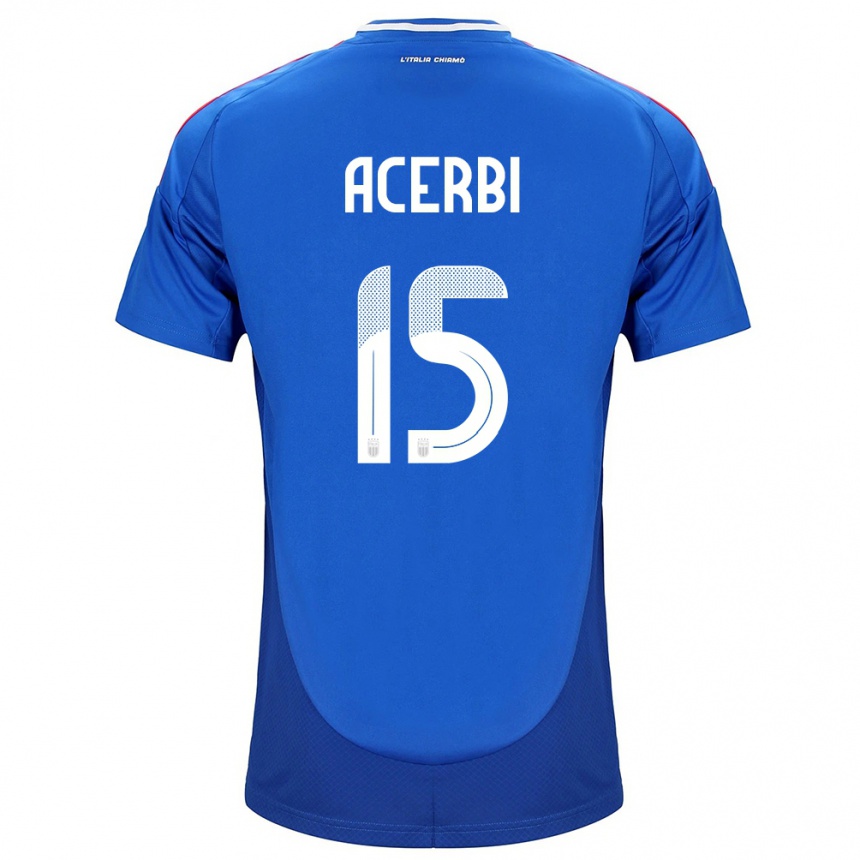 Niño Fútbol Camiseta Italia Francesco Acerbi #15 Azul 1ª Equipación 24-26 Perú