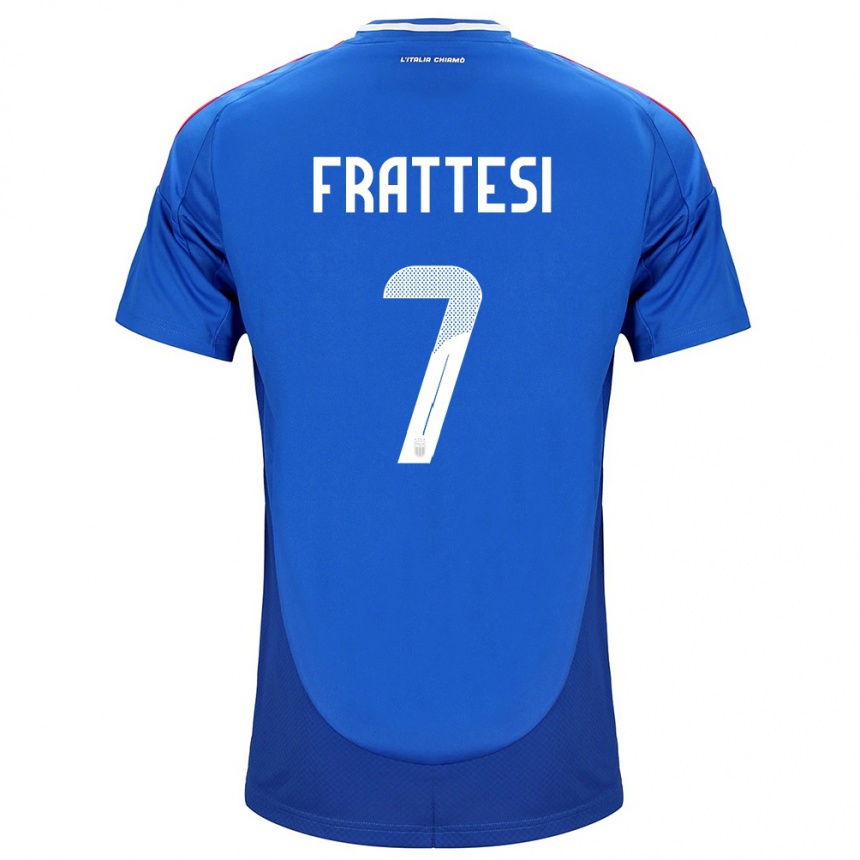 Niño Fútbol Camiseta Italia Davide Frattesi #7 Azul 1ª Equipación 24-26 Perú