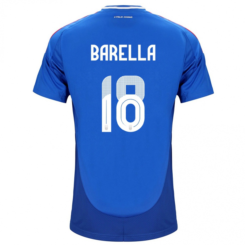 Niño Fútbol Camiseta Italia Nicolò Barella #18 Azul 1ª Equipación 24-26 Perú