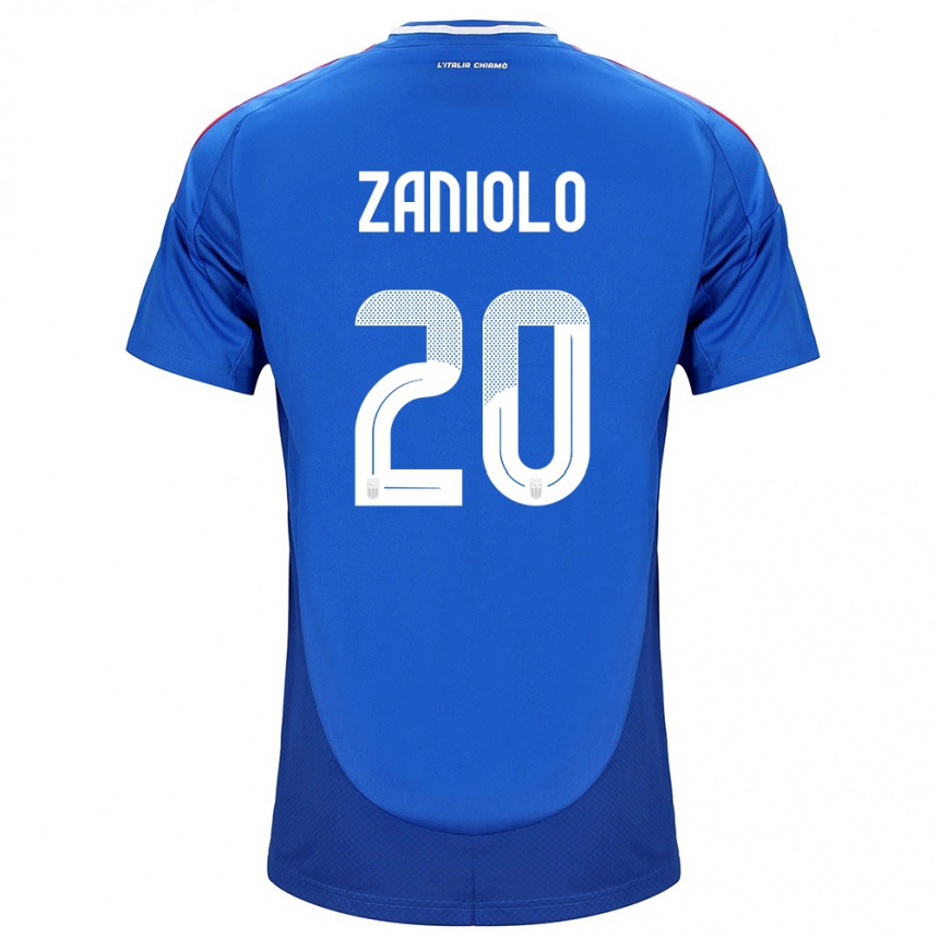 Niño Fútbol Camiseta Italia Nicolò Zaniolo #20 Azul 1ª Equipación 24-26 Perú