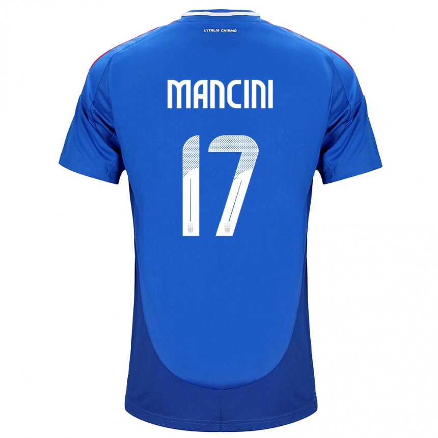 Niño Fútbol Camiseta Italia Gianluca Mancini #17 Azul 1ª Equipación 24-26 Perú