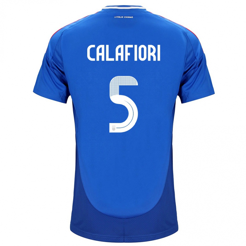 Niño Fútbol Camiseta Italia Riccardo Calafiori #5 Azul 1ª Equipación 24-26 Perú