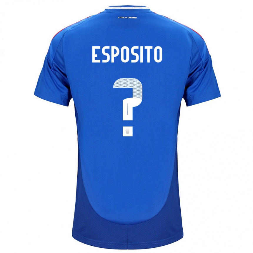 Niño Fútbol Camiseta Italia Francesco Pio Esposito #0 Azul 1ª Equipación 24-26 Perú